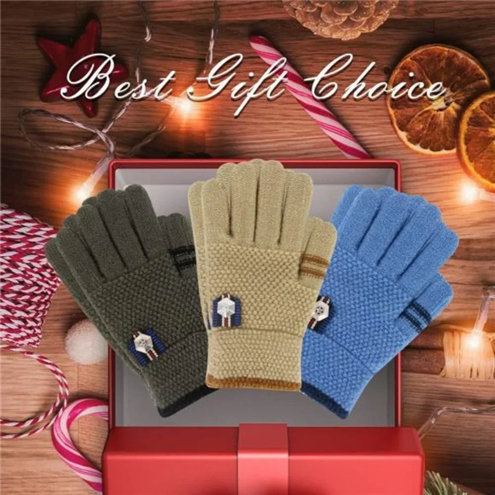 Kids Winter Gloves for Boys, 3 Pairs Children Thermal Knitted Mittens